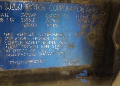 2008 Suzuki Sx4 Sport Convenience/Sport Road Trip Edition Touring 2 из США, поврежденный, VIN JS2YC415985102137